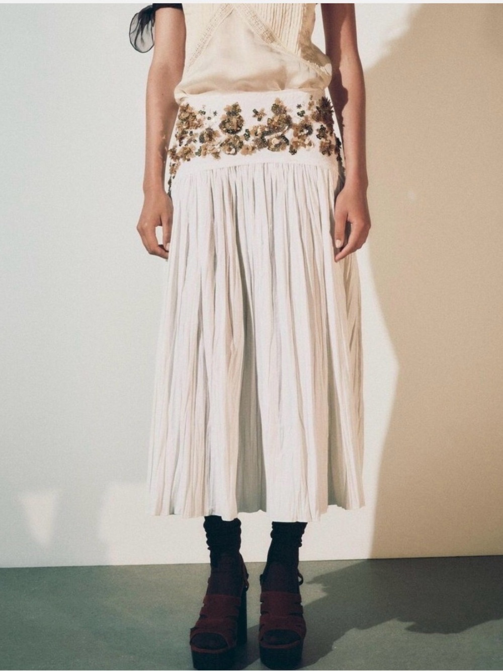 ZARA AW24 ZW COLLECTION MIDI SKIRT WITH BEADED 7521/244 M